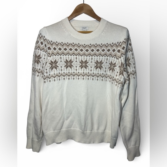 J. Crew Sweaters - J. Crew Women Fair Isle Snowflake Crewneck Cotton Sweater Ski Lodge Apres Knit